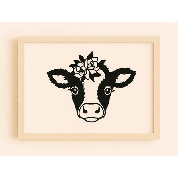 Minimalist Abstract Wall Art Black Line Cow Modern Farm Life - Picture 2 of 4